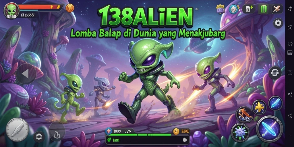 Gameplay balap alien yang seru dan menegangkan.