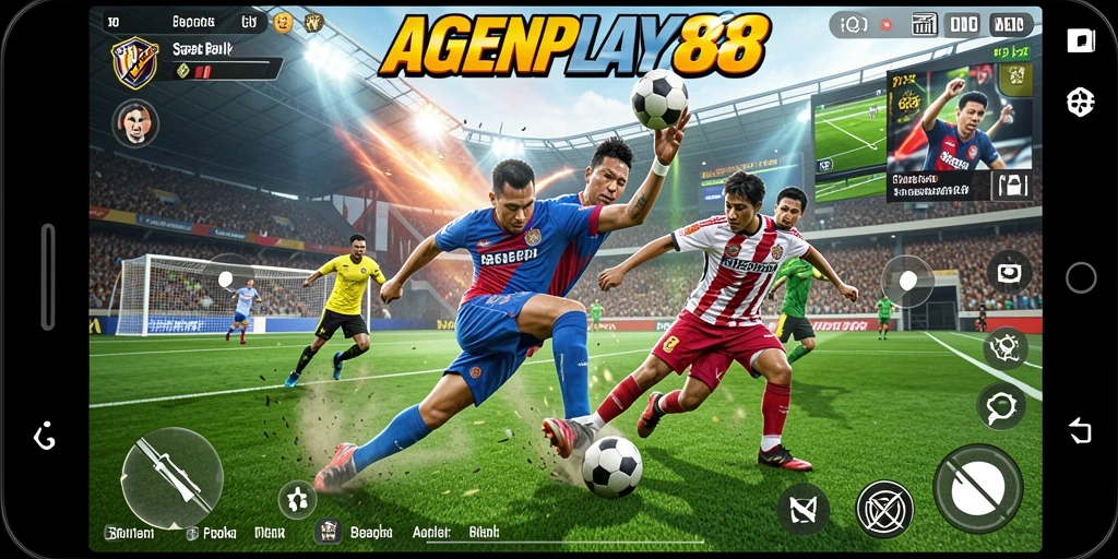 Tampilan gameplay AGENPLAY88 dengan aksi sepak bola yang menegangkan.