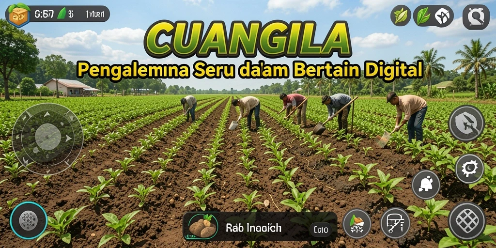 Tampilan gameplay seru CUANGILA dengan aktivitas bertani yang interaktif.