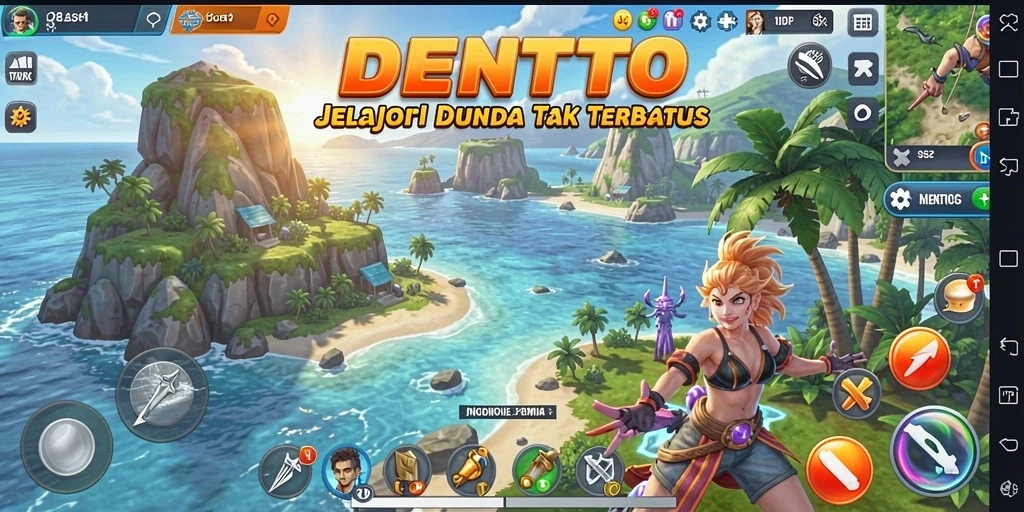 Screenshot menampilkan aksi petualangan seru dalam DENTOTO.