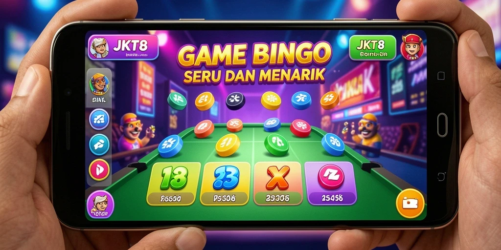 Screenshot utama JKT8 menampilkan keseruan gameplay Bingo.
