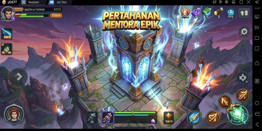 Tangkapan layar JOS77 menampilkan aksi intens dalam pertahanan menara.