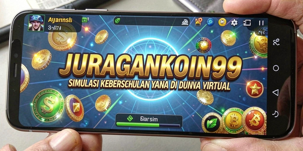 Screenshot menampilkan gameplay menarik JURAGANKOIN99 dengan elemen simulasi bisnis.