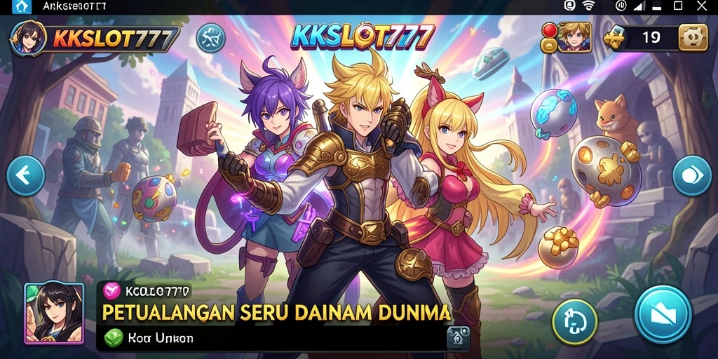 Tampilan gameplay seru dari KKSLOT777 dengan karakter anime yang menarik.