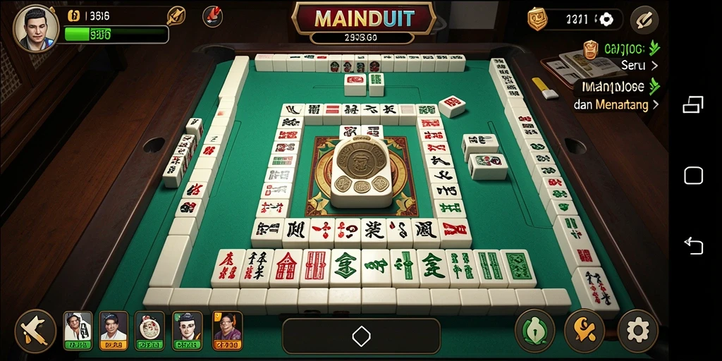 Screenshot gameplay MAINDUIT memperlihatkan pengalaman seru dalam bermain Mahjong.