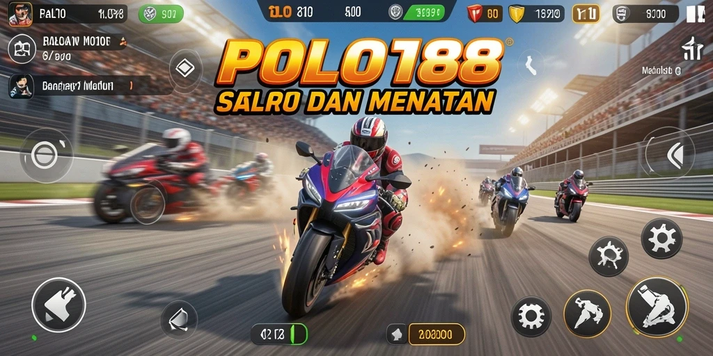 Screenshot gameplay POLO188 yang menampilkan balapan motor yang mendebarkan.