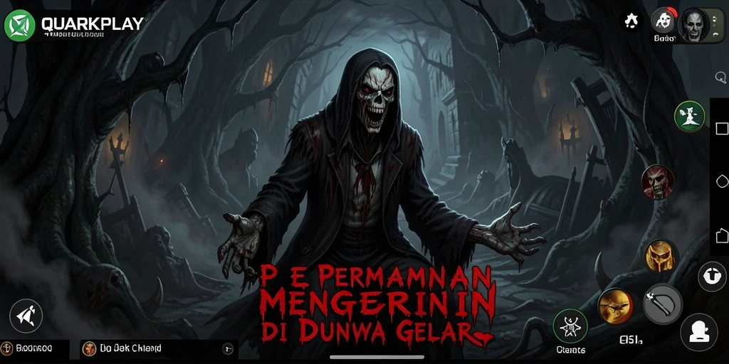 Tangkapan layar menegangkan dari gameplay QUARKPLAY di dunia yang gelap.