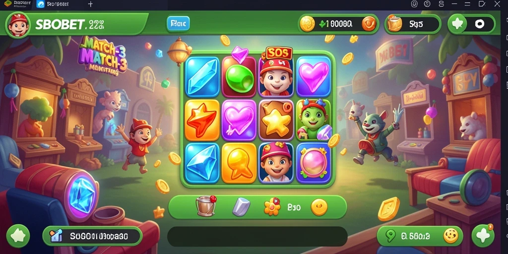 Screenshot SBOBET menampilkan aksi seru permainan Match-3.
