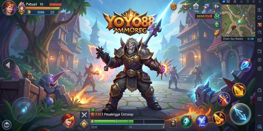 Screenshot gameplay YOYO88 menampilkan pertarungan epik dalam dunia MMORPG.